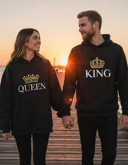 King & Queen Matching Couple Hoodie Set - His & Hers Pullover Hoodies - Valentine'S Day Gift for Couples