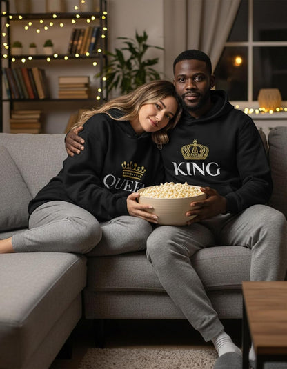 King & Queen Matching Couple Hoodie Set - His & Hers Pullover Hoodies - Valentine'S Day Gift for Couples