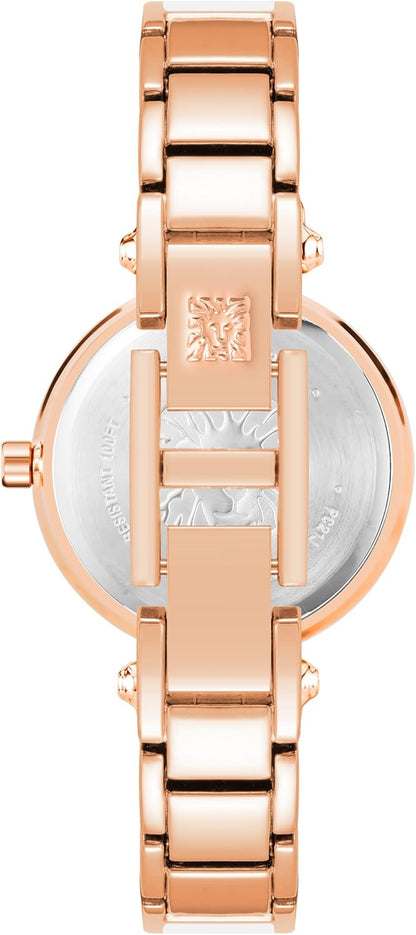 Elevate Your Style with the Women's Genuine Diamond Dial Bangle Watch in Elegant White and Rose Gold